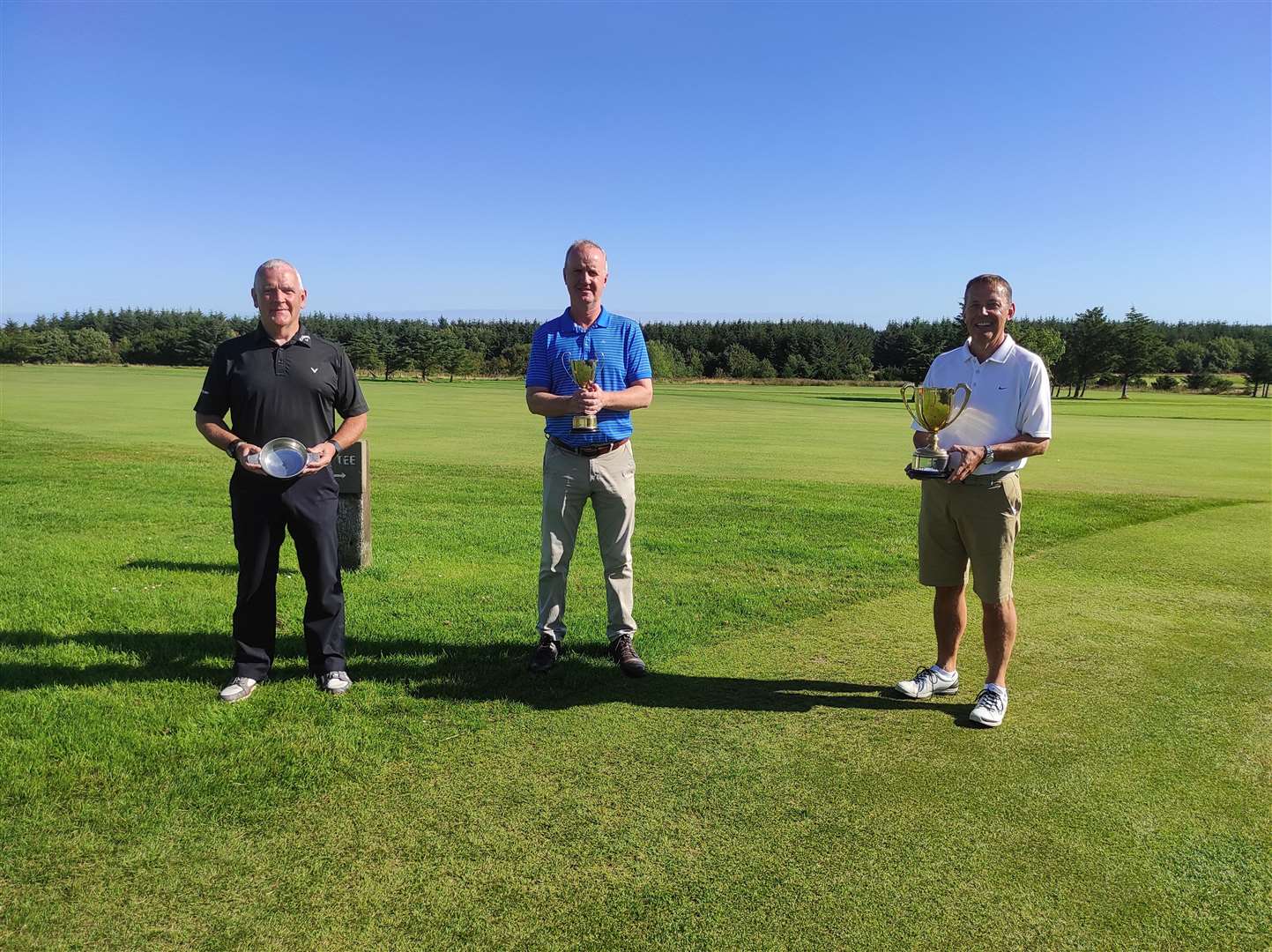 Walter Rutherford (left), Thurso's senior champion, Alan Swanson (centre), the scratch champion, and Alan Coghill, handicap champion.