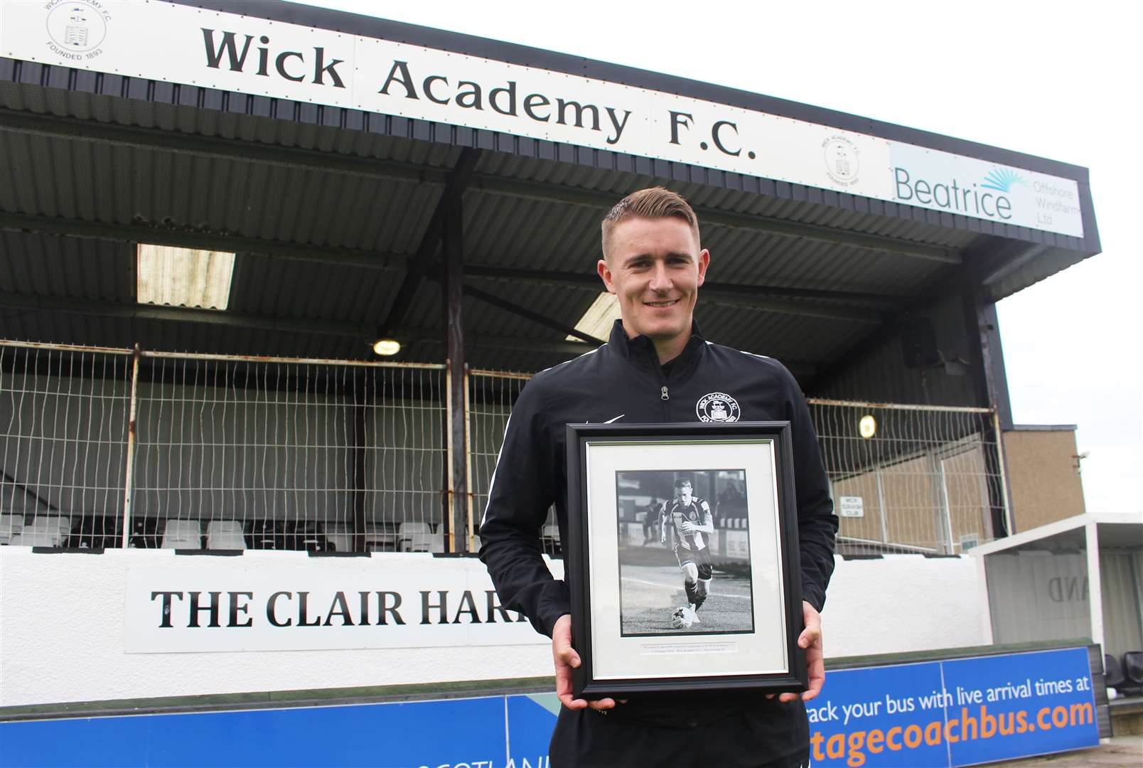 Gary Manson in August 2018 after a presentation to mark 600 competitive appearances for Academy. Picture: Alan Hendry