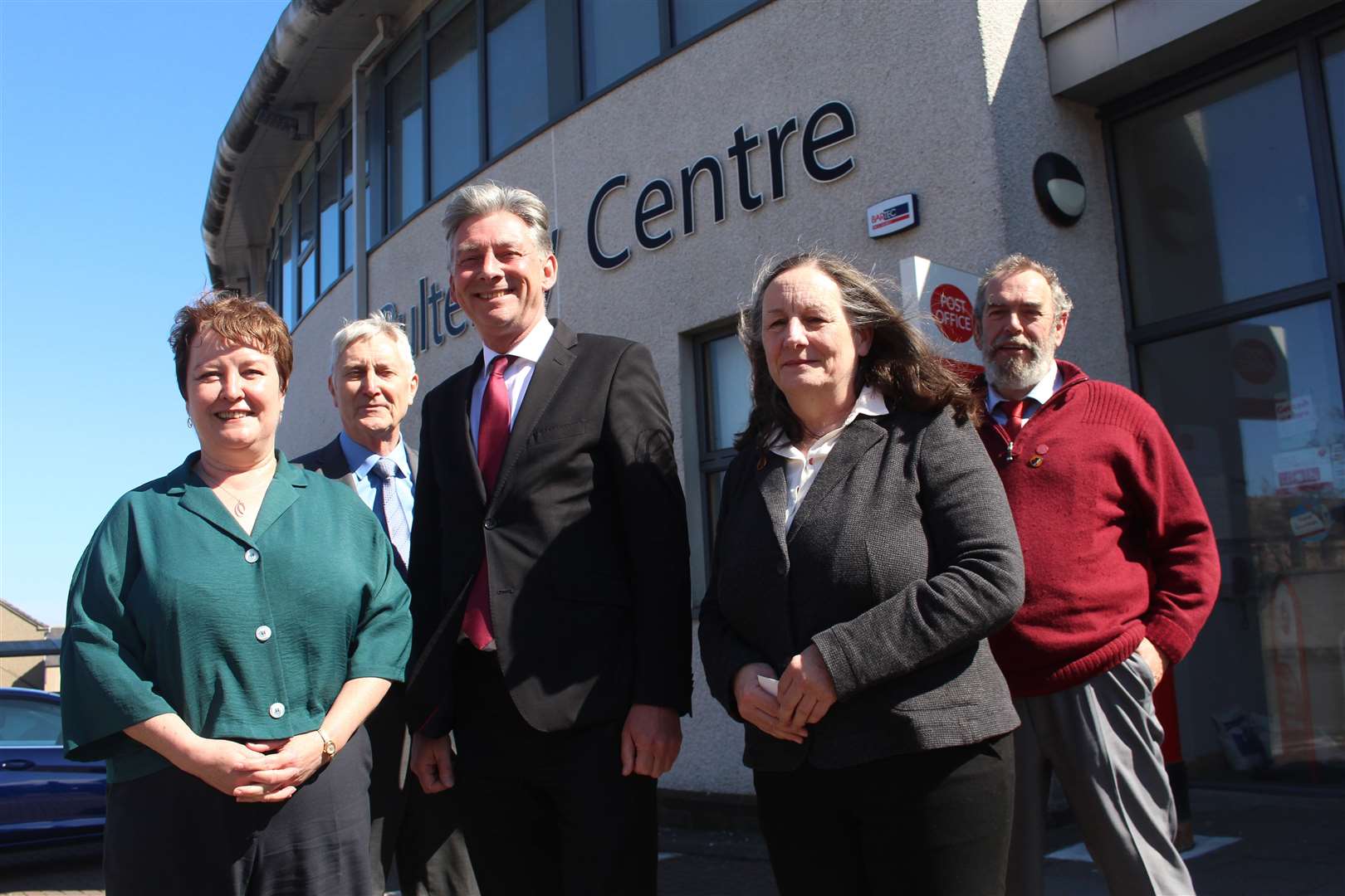 Scottish Labour leader Richard Leonard (centre) in Wick with (from left) Rhoda Grant, Highlands and Islands Labour MSP; Roger Saxon, vice-chairman of the Caithness, Sutherland and Easter Ross constituency party; Cheryl McDonald, chairwoman; and campaign co-ordinator Bill Curran. Picture: Alan Hendry