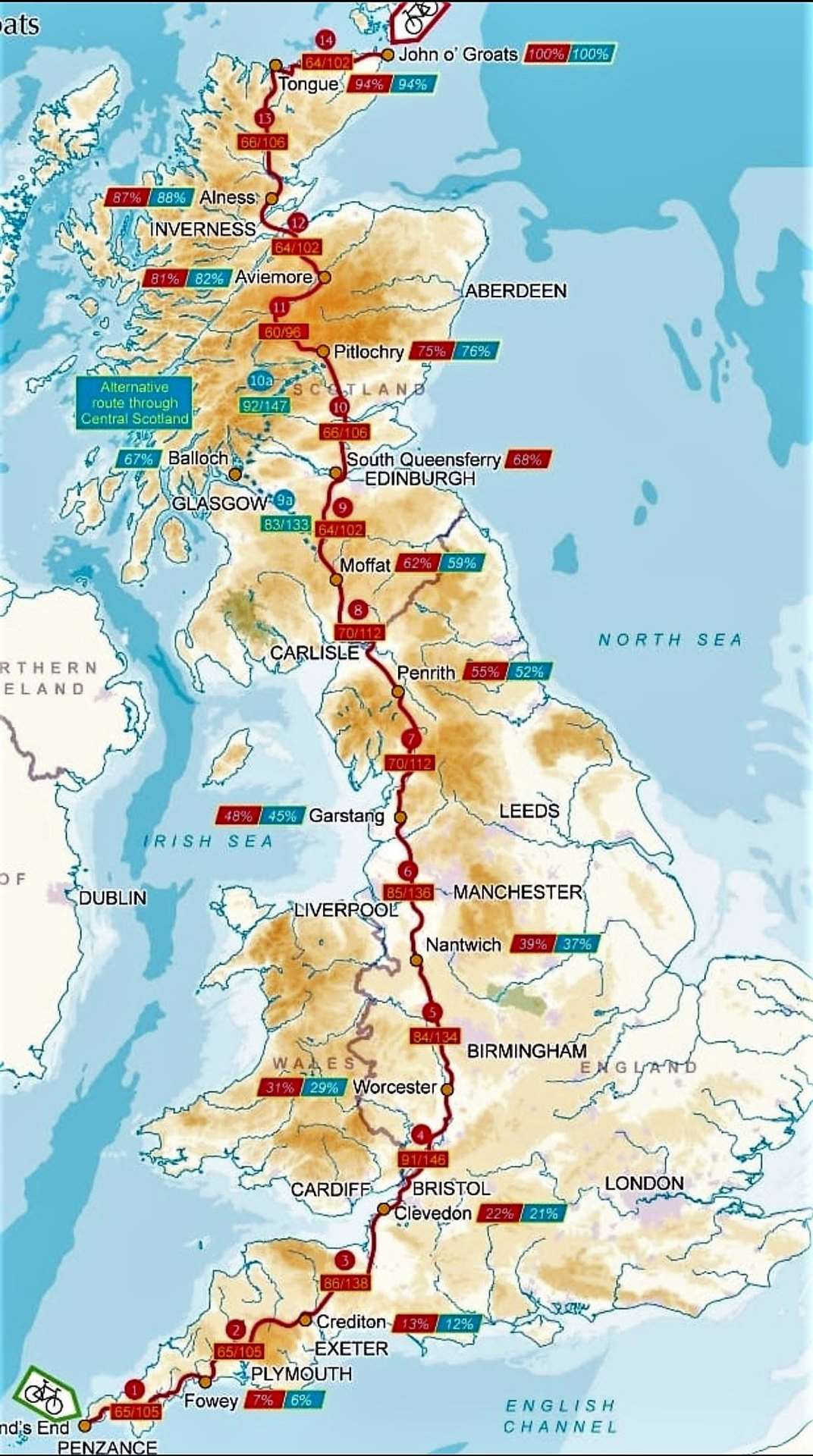 Map showing the route.