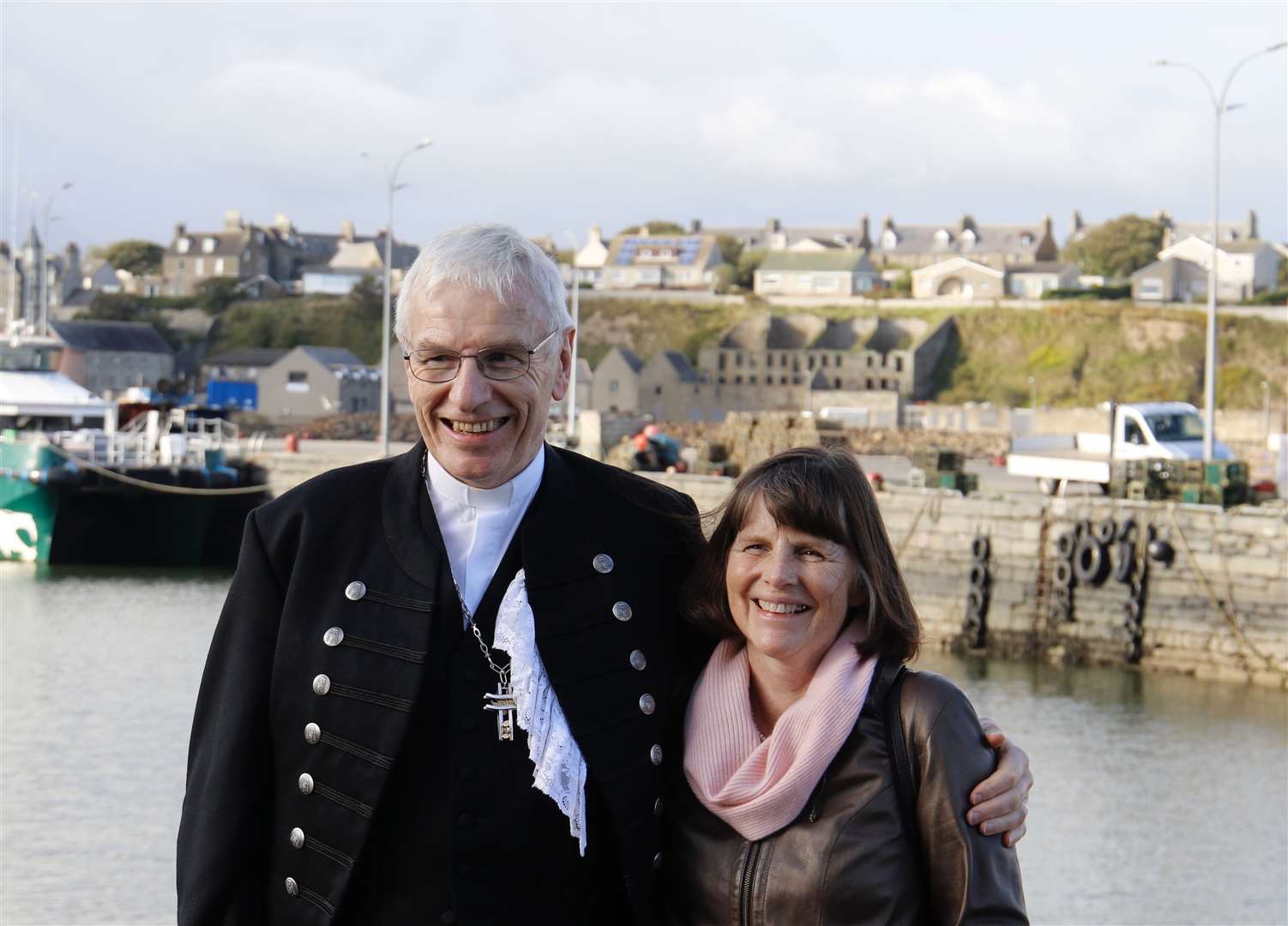 The Moderator and his wife Ruth during their visit to Wick harbour. Picture courtesy of RNLI.