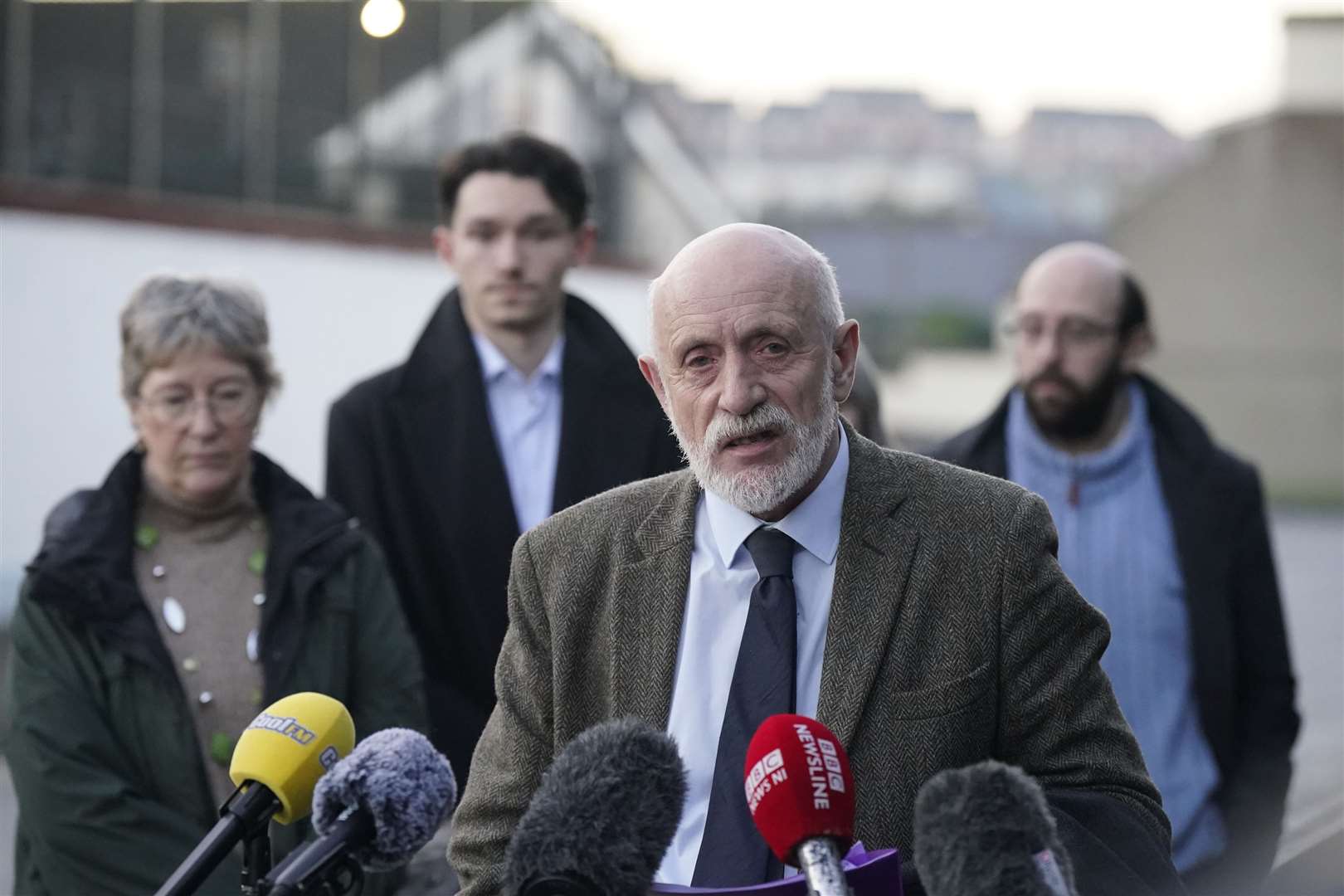 The couple’s son-in-law Charles Little speaking outside the inquest (Niall Carson/PA)