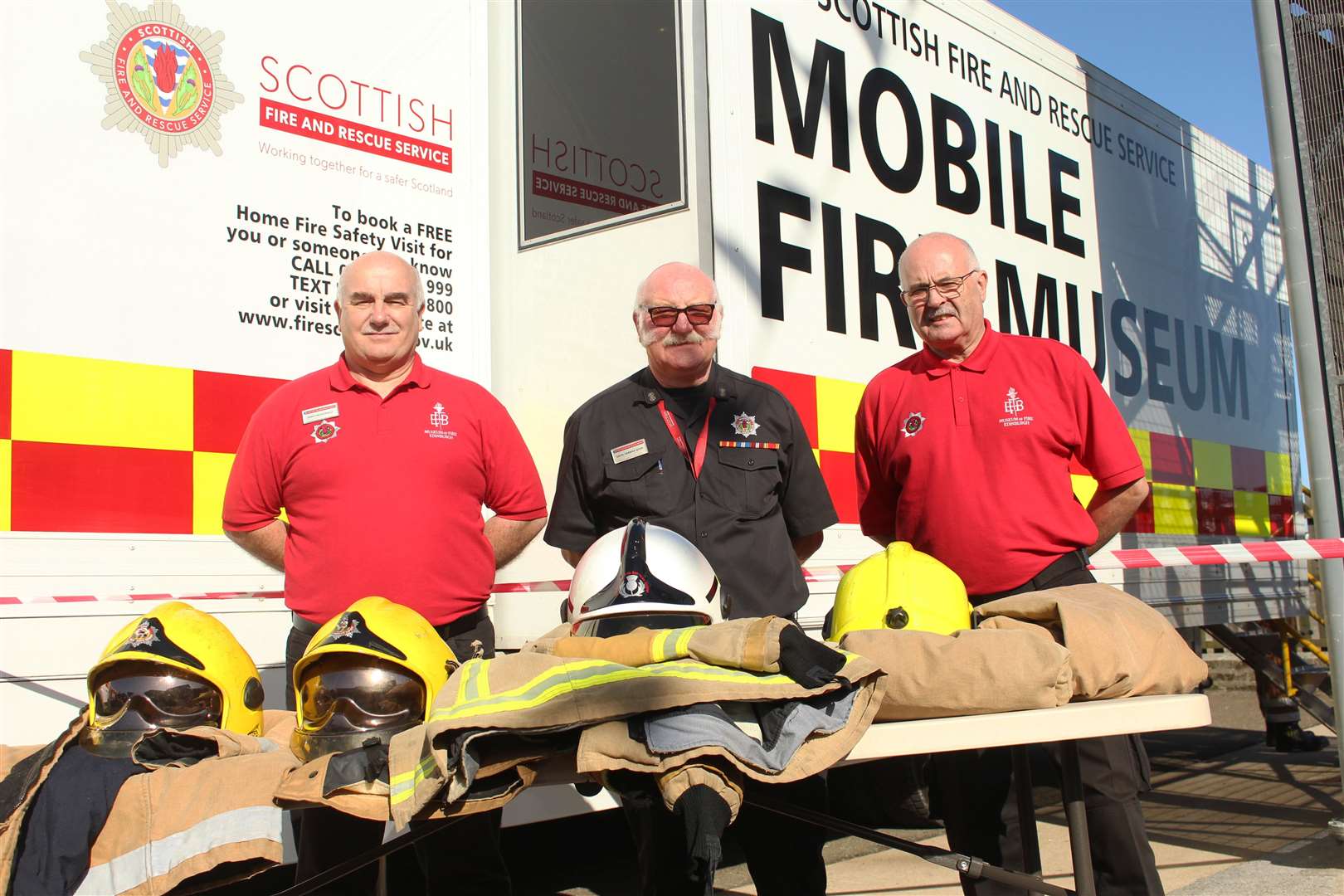 From left: Jimmy McDonald, Dave Farries and Keith Richardson brought the SFRS Mobile Museum to the Wick event. Picture: Alan Hendry