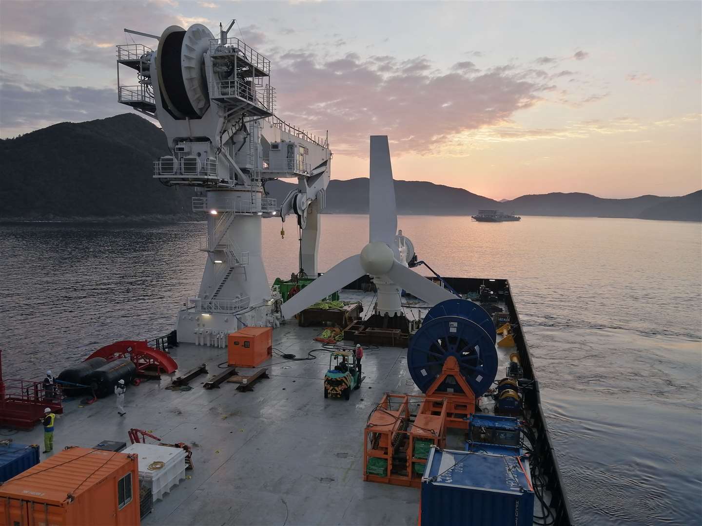 The AR500 Tidal Turbine waiting in the Goto Islands.