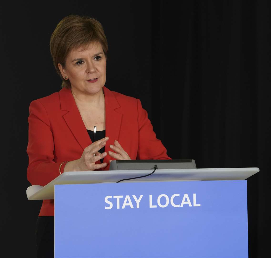 Nicola Sturgeon at her Covid-19 briefing on Tuesday. She said improving data 'does not allow us to throw caution to the wind'.
