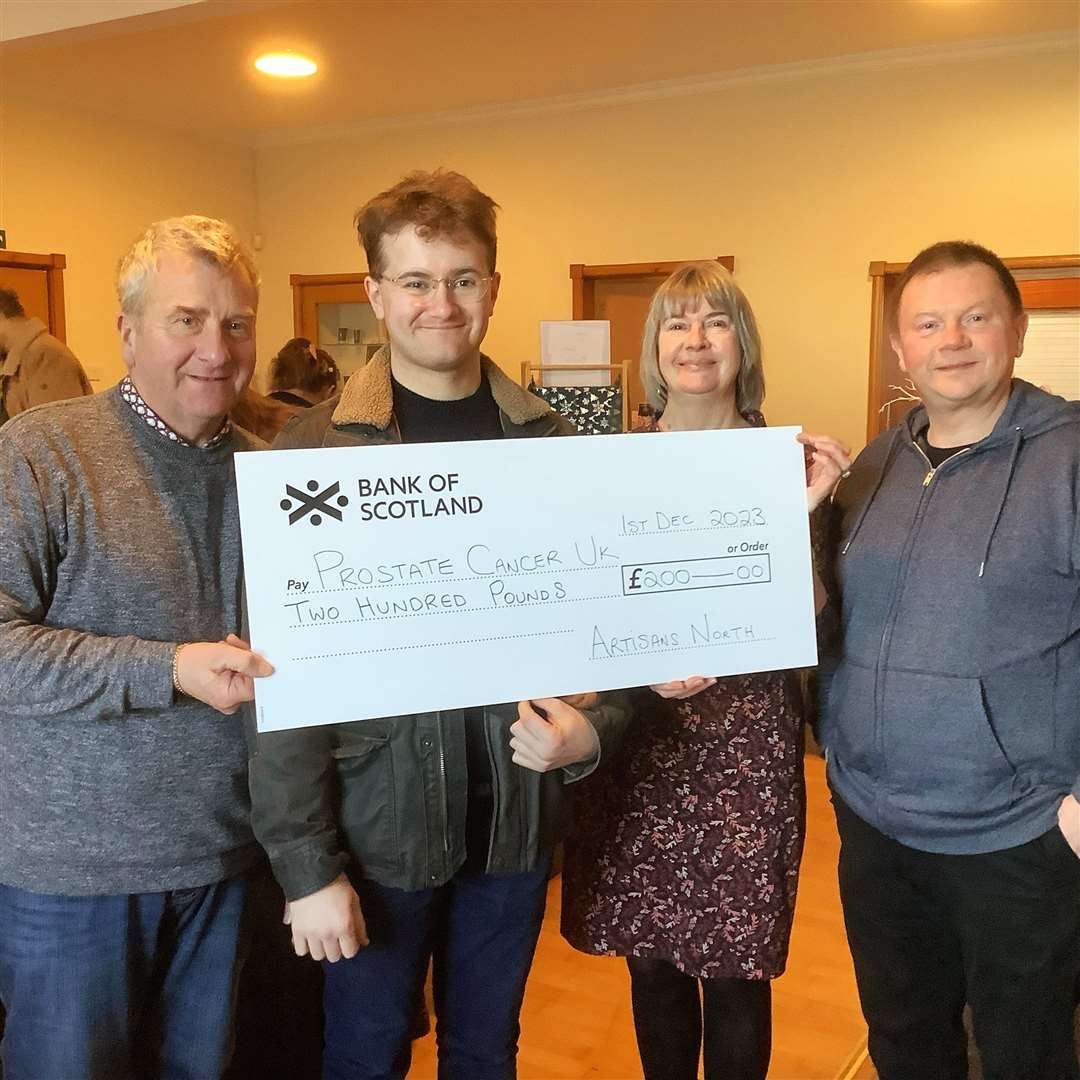 From left, Colin Mackay and his son Ewan, Elaine Rapson-Grant from Artisans North and Mike Bowden. Picture supplied