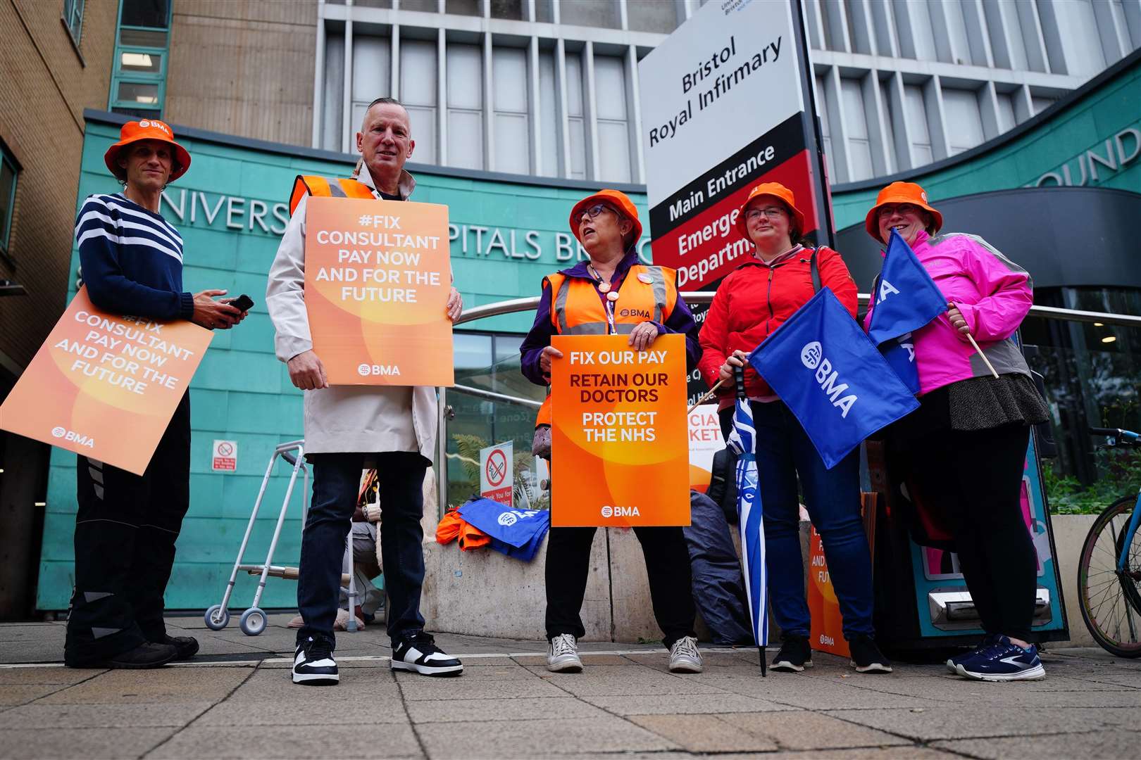 Members of the British Medical Association on the picket line outside University Hospital Bristol and Weston (Ben Birchall/PA)