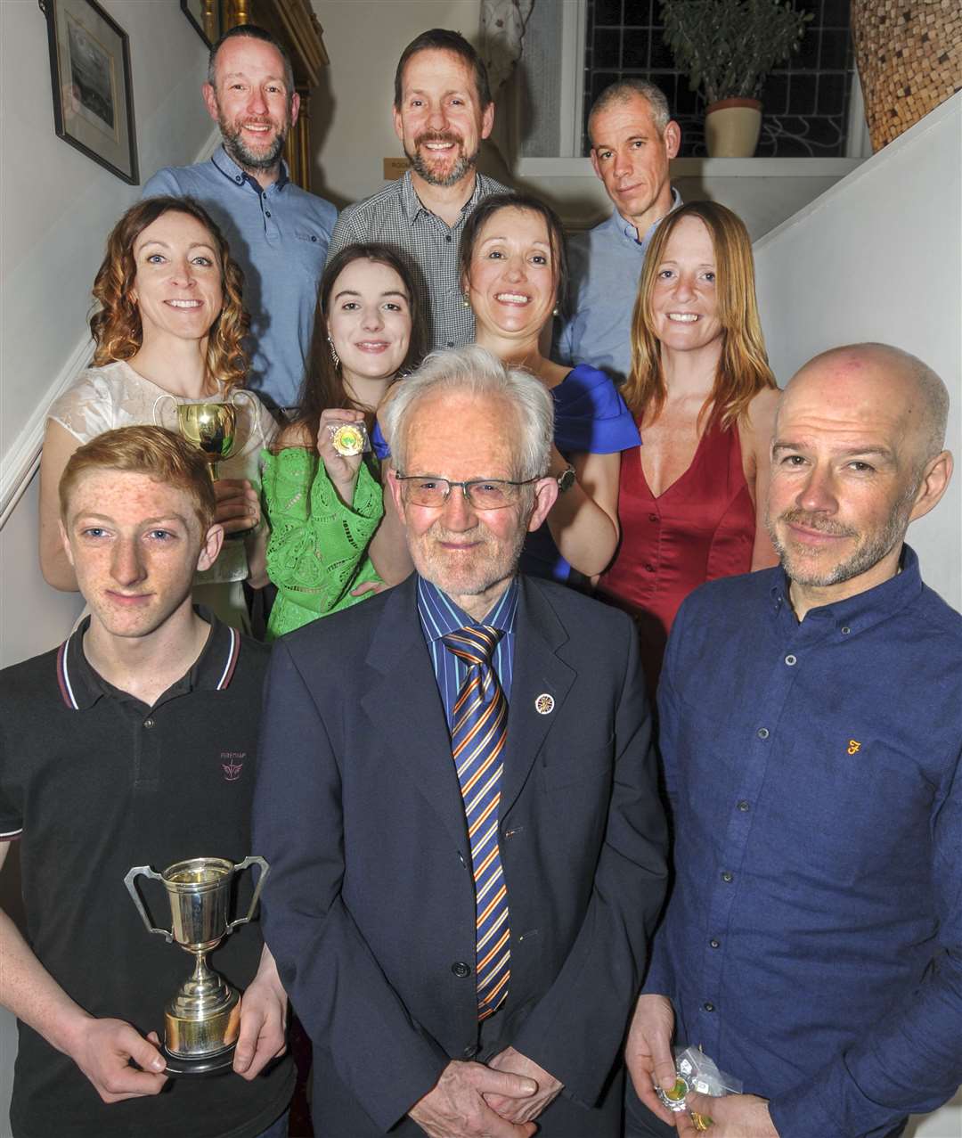 Caithness Cycling Club prize-winners at the annual dinner and presentation. Lorna Stanger, who presented the awards, is on the right-hand side, second row.