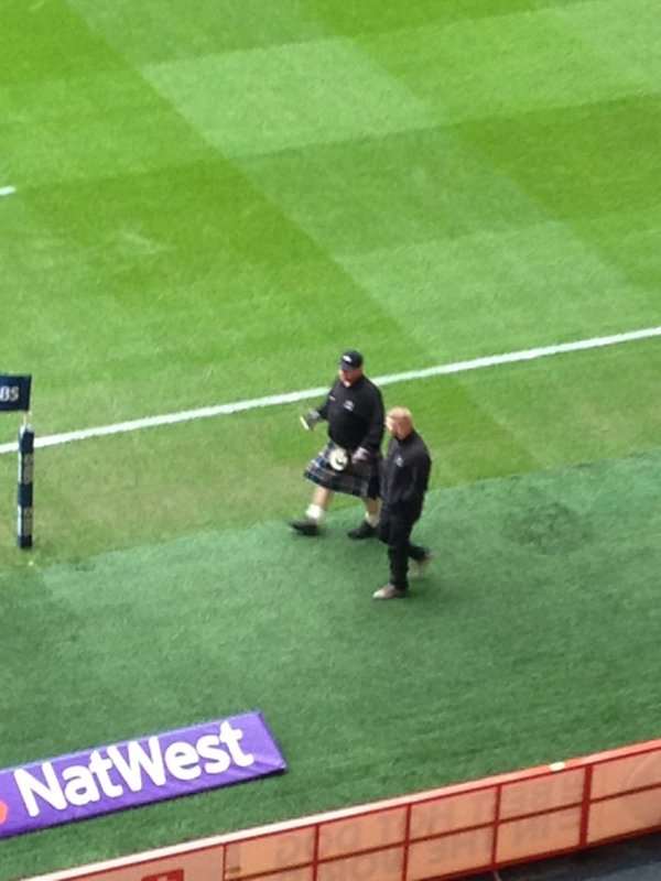 Principality Stadium groundsman Craig Campbell on the sideline before the Six Nations game between Wales and Scotland.