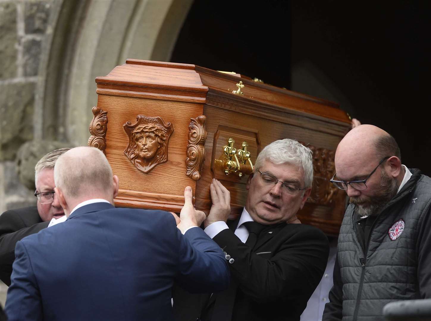 The coffin of Daire Maguire is carried from the Church of the Immaculate Conception (Mark Marlow/PA)
