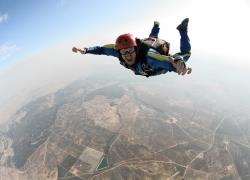 Jonathan Burt hurtles to the ground during his skydive in Spain.