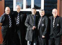 Stuart Charles Sinclair, Numax Group chief operating officer, is pictured with club chairman Colin Stewart, secretary Alan Farquhar, executive committee member John Briskham and vice-chairman Alan Shearer.
