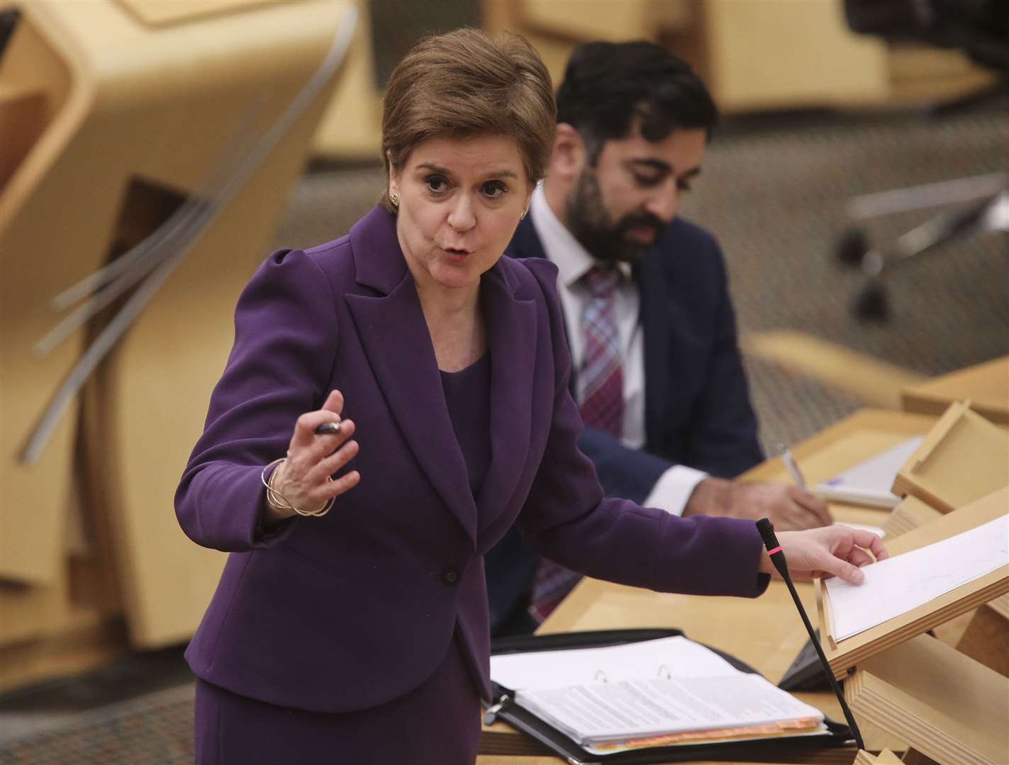 Nicola Sturgeon gave a Covid-19 statement at the Scottish Parliament (Fraser Bremner/Daily Mail/PA)