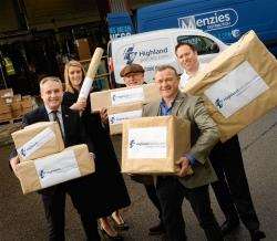 Pictured at the launch are (from left) MSP Richard Lochhead, Fiona Houston of Fishbox and Coast and Glen, Willie Cameron of Cobbs, MP Drew Hendry and Menzies general manager Fraser Maclean.