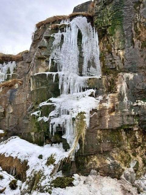 Mary Thain from Wick sent in this image of icicles at the South Head, below the old Coastguard station.