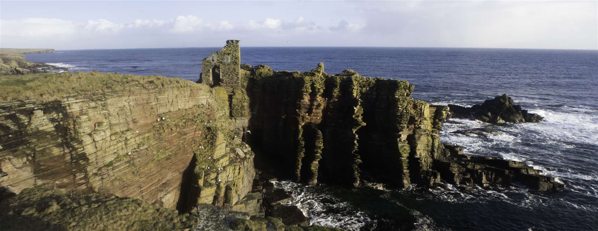 The headland of Buchollie Castle, which was once home to the legendary pirate Sweyn.