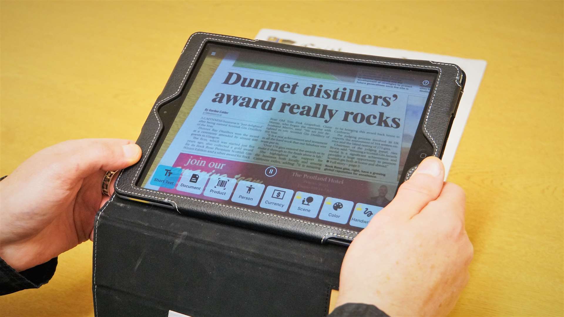 The snappy app reads aloud the text in a Caithness Courier article. Picture: DGS