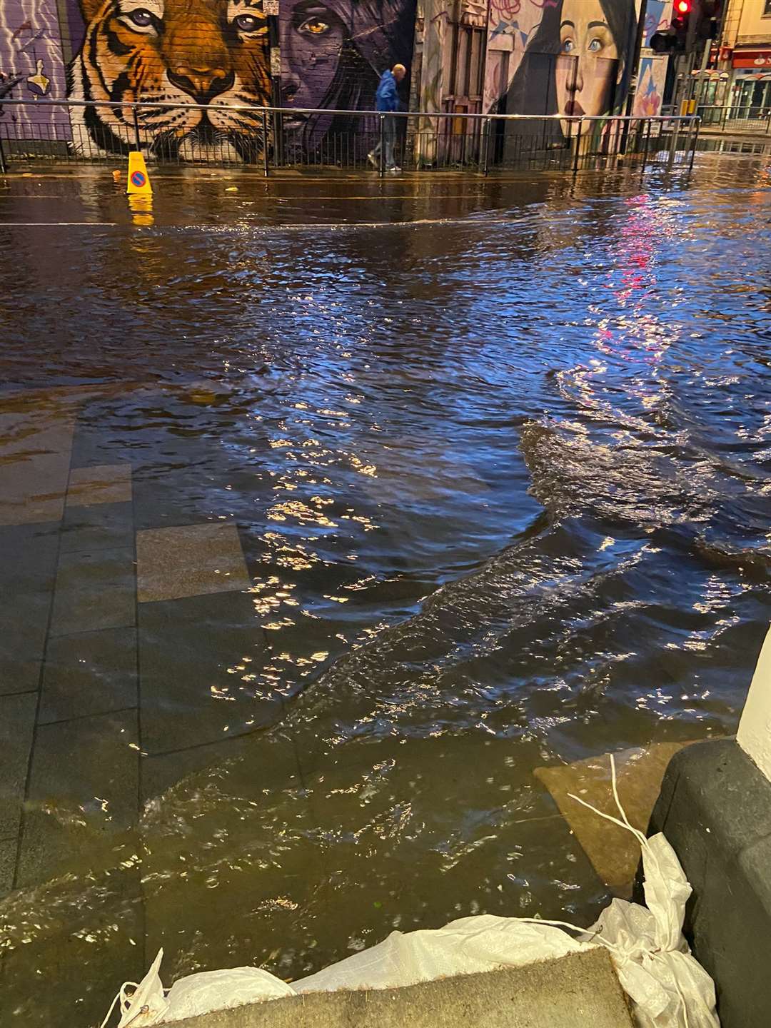 The flooding in Downpatrick on Wednesday night (Ciara Douglas/PA)