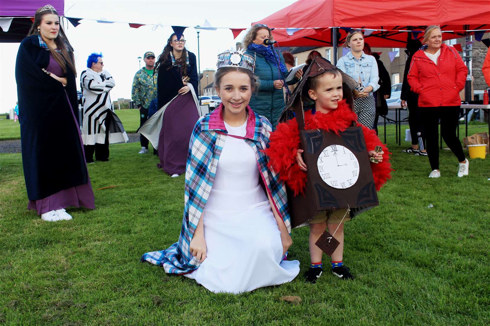 Gala queen Abby Dunbar with Oliver Nicolson (3) in his cuckoo clock costume. Picture: Alan Hendry