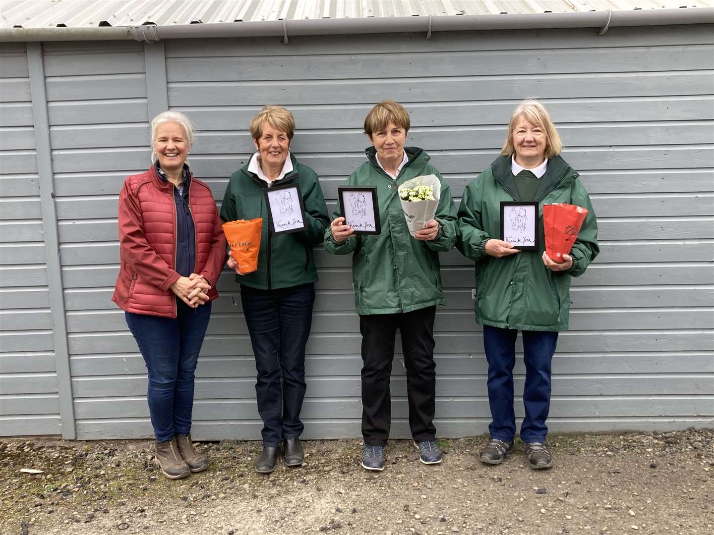 From left to right: Regional chair for Grampian and Highland RDA Barbara Manson handed over long-service awards to Gladys Gunn, Moira Stephen and Helen Harper for over 30 years volunteering with Caithness RDA. Missing from the photograph are Jessie Allan and Nora Manson.