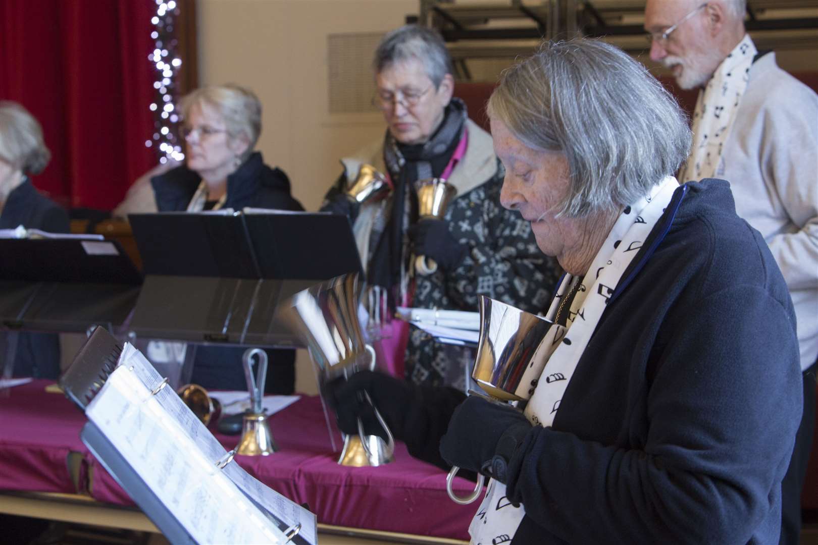 Some of the visiting handbell ringers in Wick Assembly Rooms. Picture: Robert MacDonald / Northern Studios