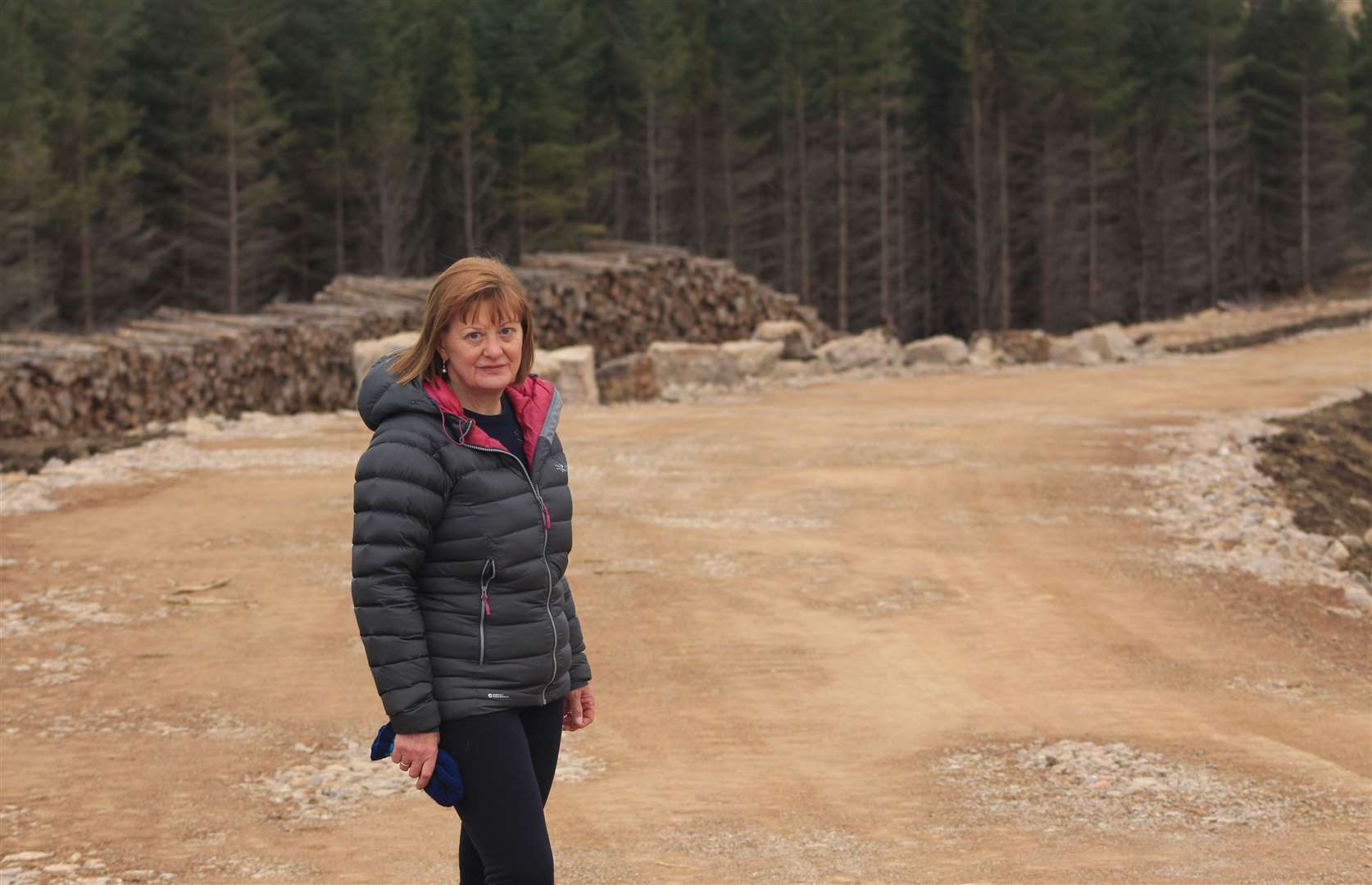 Jillian Bundy, chairperson of Caithness West Community Council, pictured last year on one of the Limekiln wind farm access roads. Picture: Alan Hendry