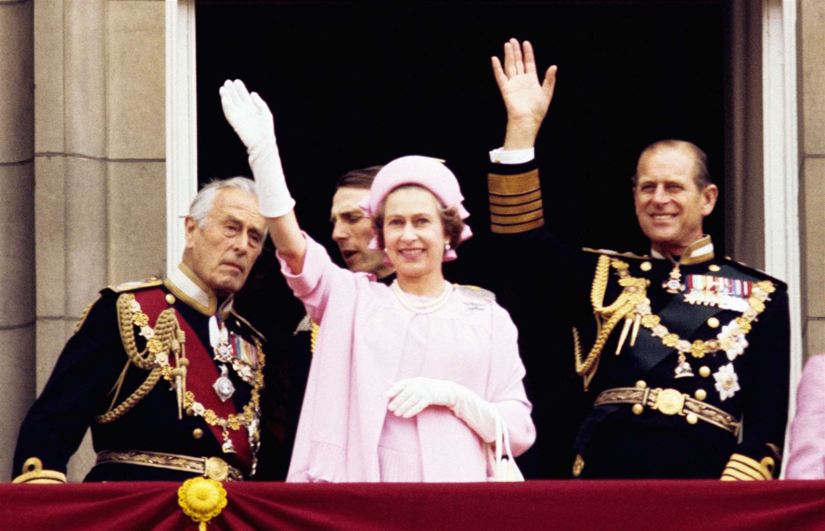 Earl Mountbatten of Burma, with the Queen and Philip in 1977, two years before the earl’s death (PA)