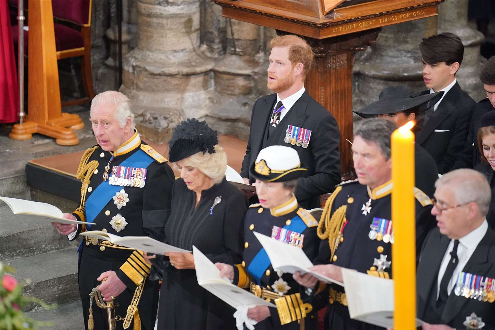 The Duke of Sussex (second row) at the late Queen’s funeral (Dominic Lipinski/PA)