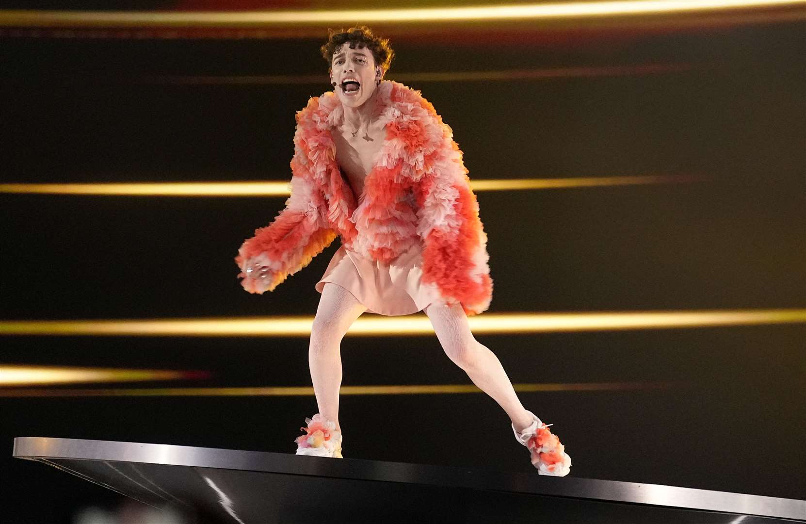 Nemo of Switzerland performs the song The Code during Eurovision final (Martin Meissner/AP)