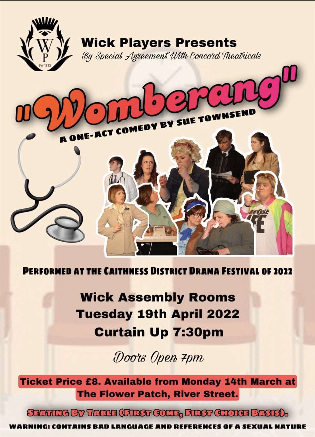 A performance of Womberang will take place at the Assembly Rooms, Wick, on Tuesday, April 19.