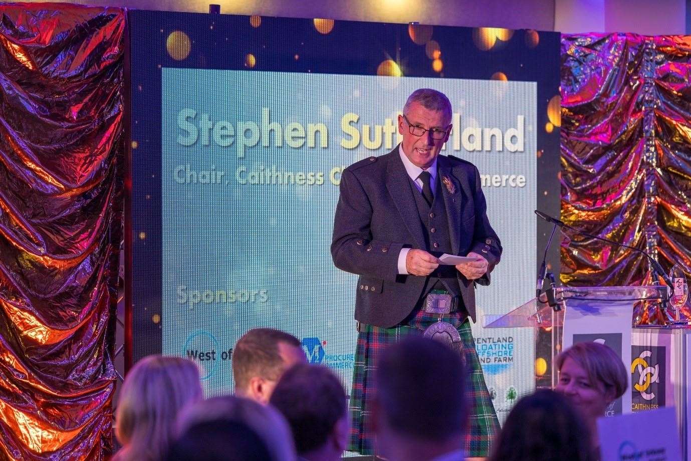 Stephen Sutherland at the Caithness Chamber of Commerce's 49th annual dinner.