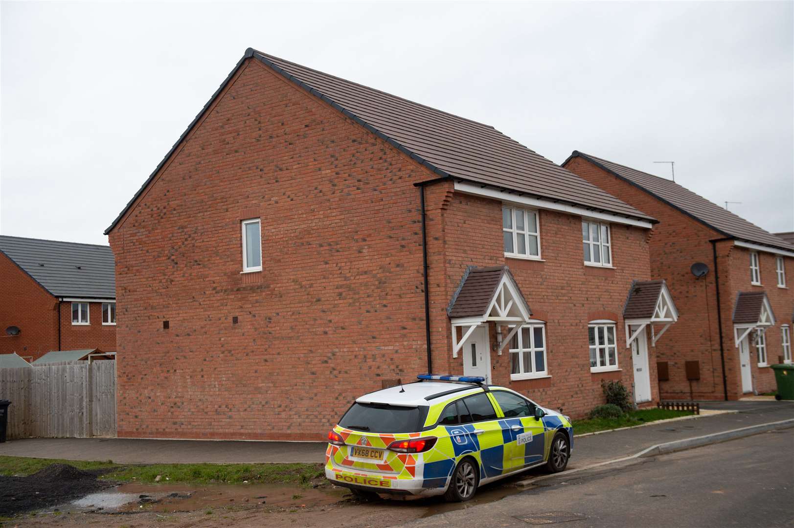 Police outside the property in Vashon Drive, Droitwich in February 2021 (Jacob King/PA)