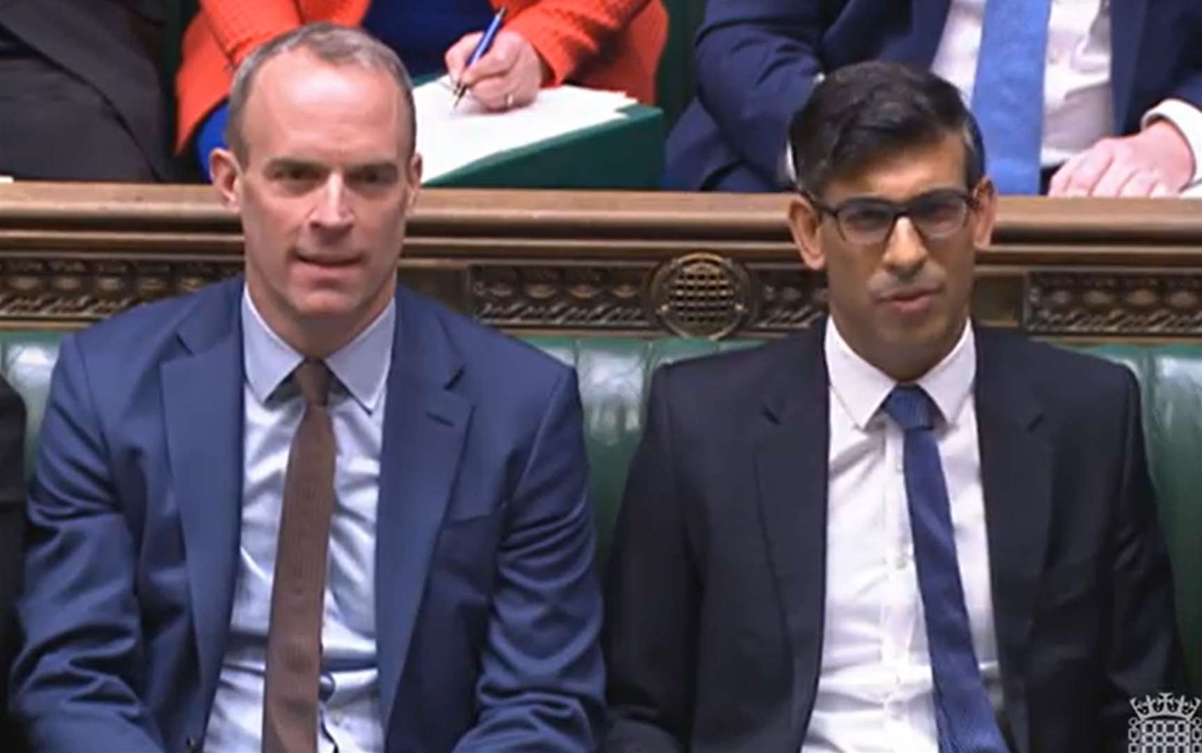 Then-deputy prime minister Dominic Raab and Prime Minister Rishi Sunak in the Commons (House of Commons/PA)