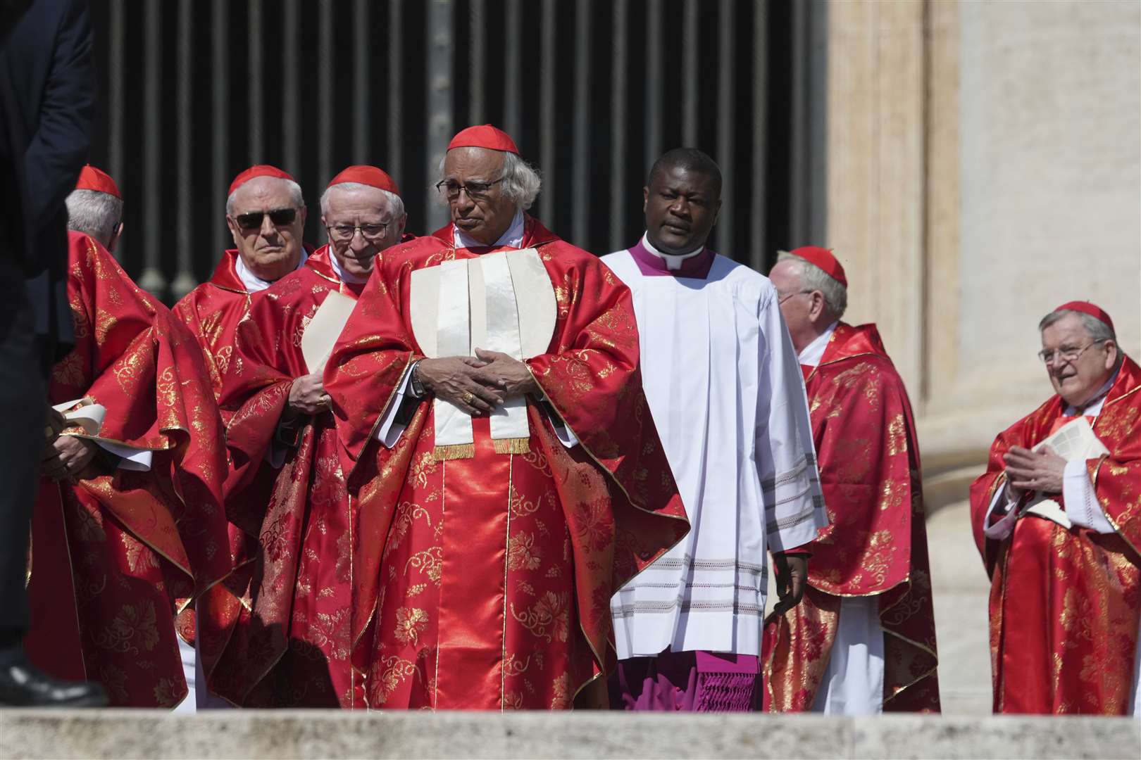 Cardinals await the start of the funeral for Pope Francis (Alessandra Tarantino/AP)