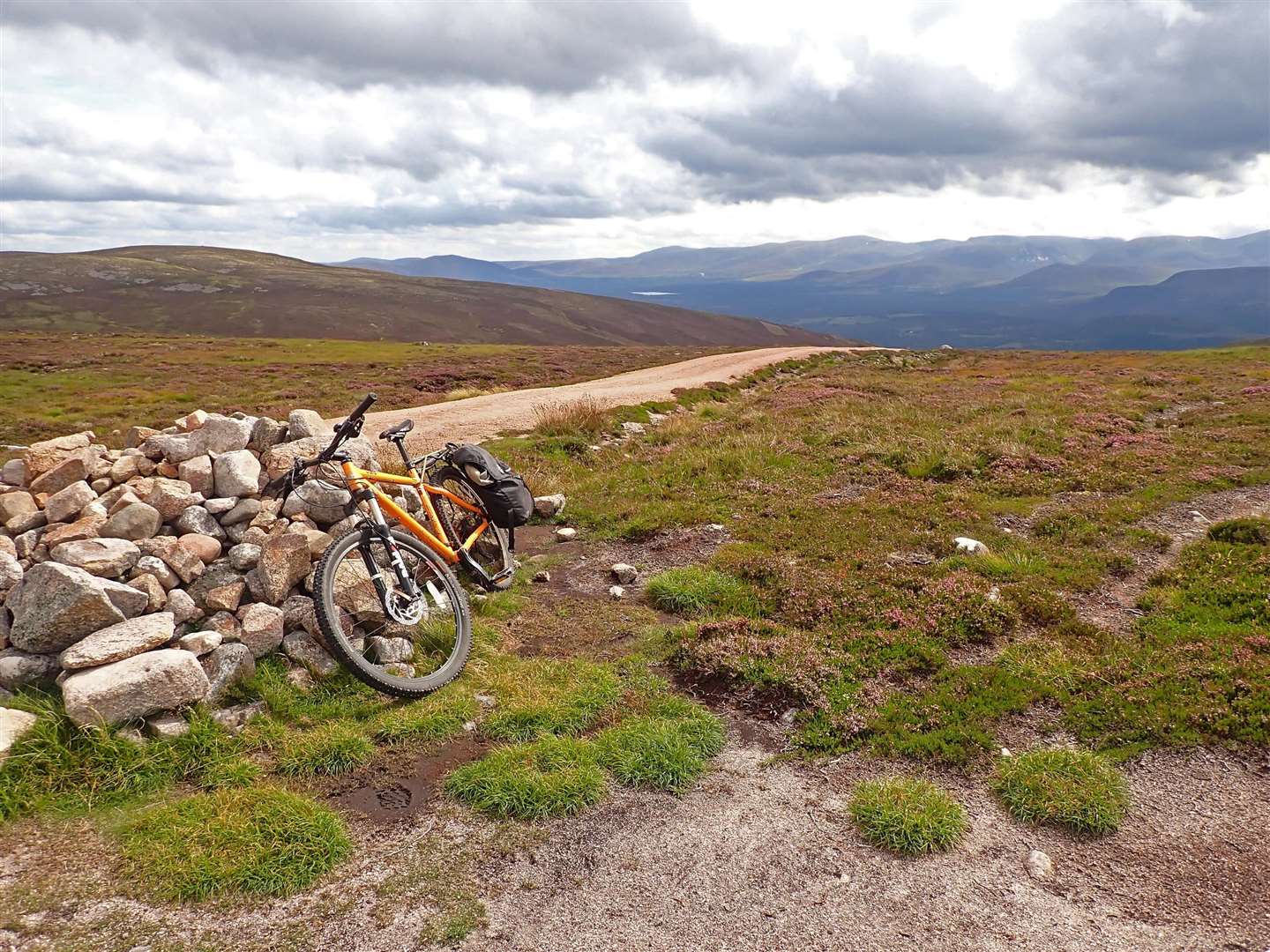 Leaving the bike to head up Geal-charn Mor.