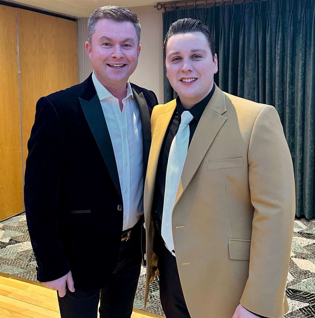 Brandon with Irish singer Michael English at the awards. Picture: Aisling O’Leary