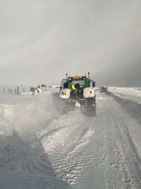 Efforts to clear the A9 near Helmsdale earlier on Thursday.
