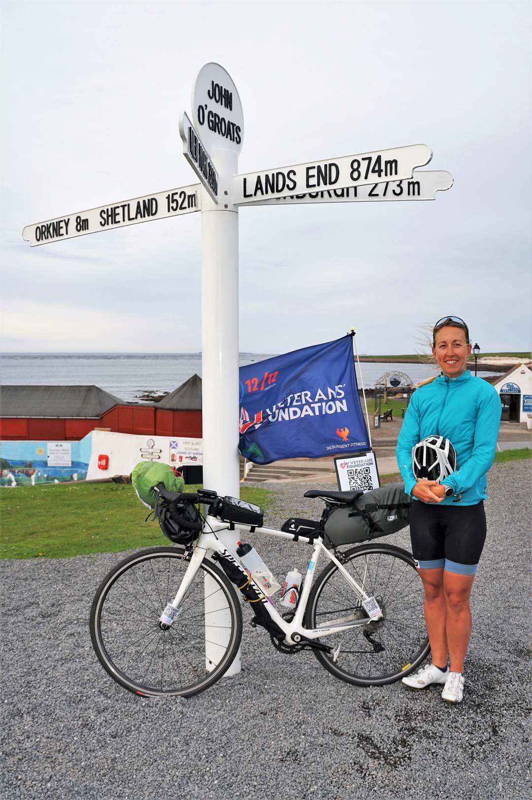 Jen's solo trip across the UK ended at John O'Groats on Wednesday afternoon. The newspaper was there to welcome her to Caithness. Picture: DGS