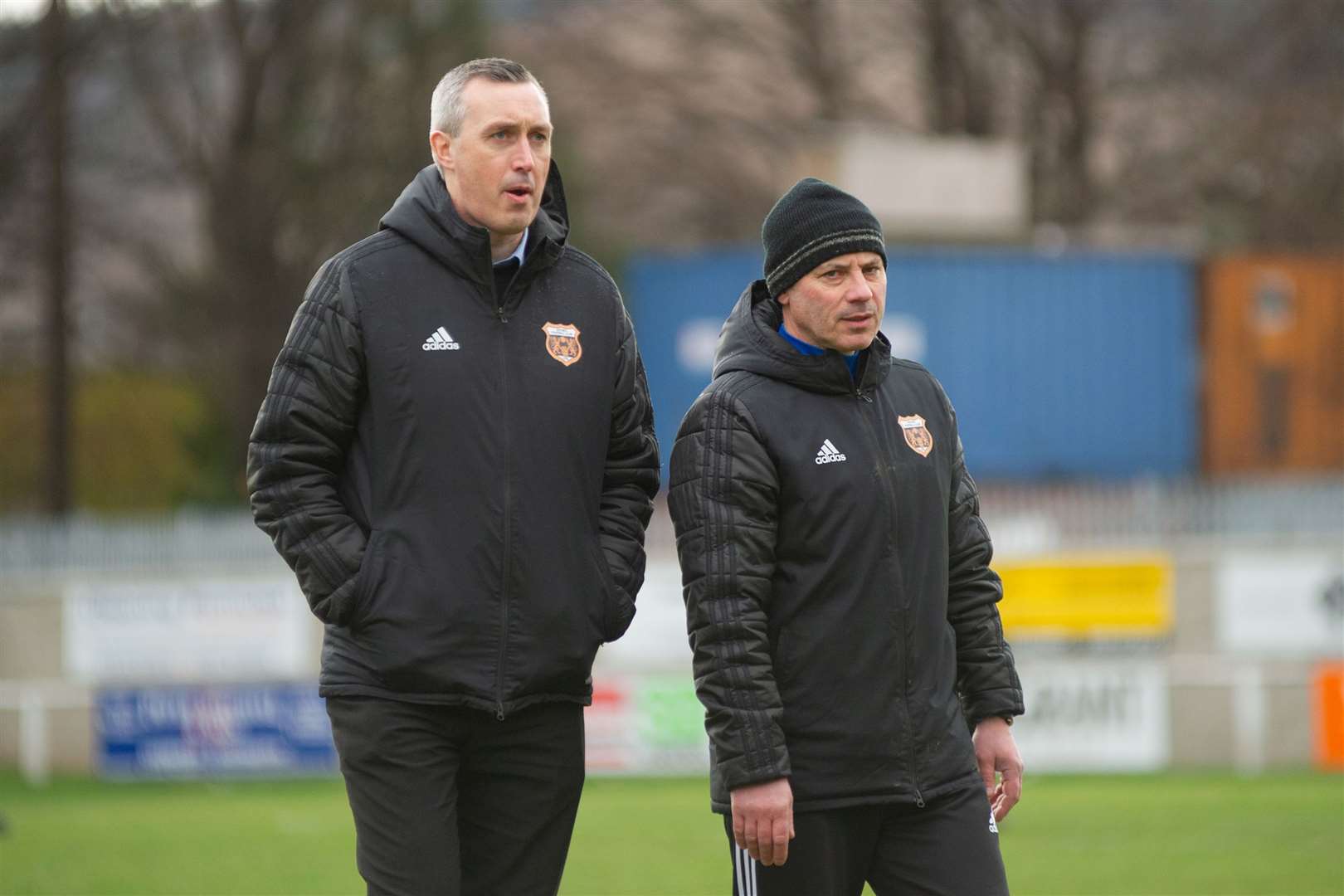 Gordon Connelly (right) and Steven MacDonald, pictured during their spell at Rothes, will make up two-thirds of Forres Mechanics’ new management team. Picture: Daniel Forsyth