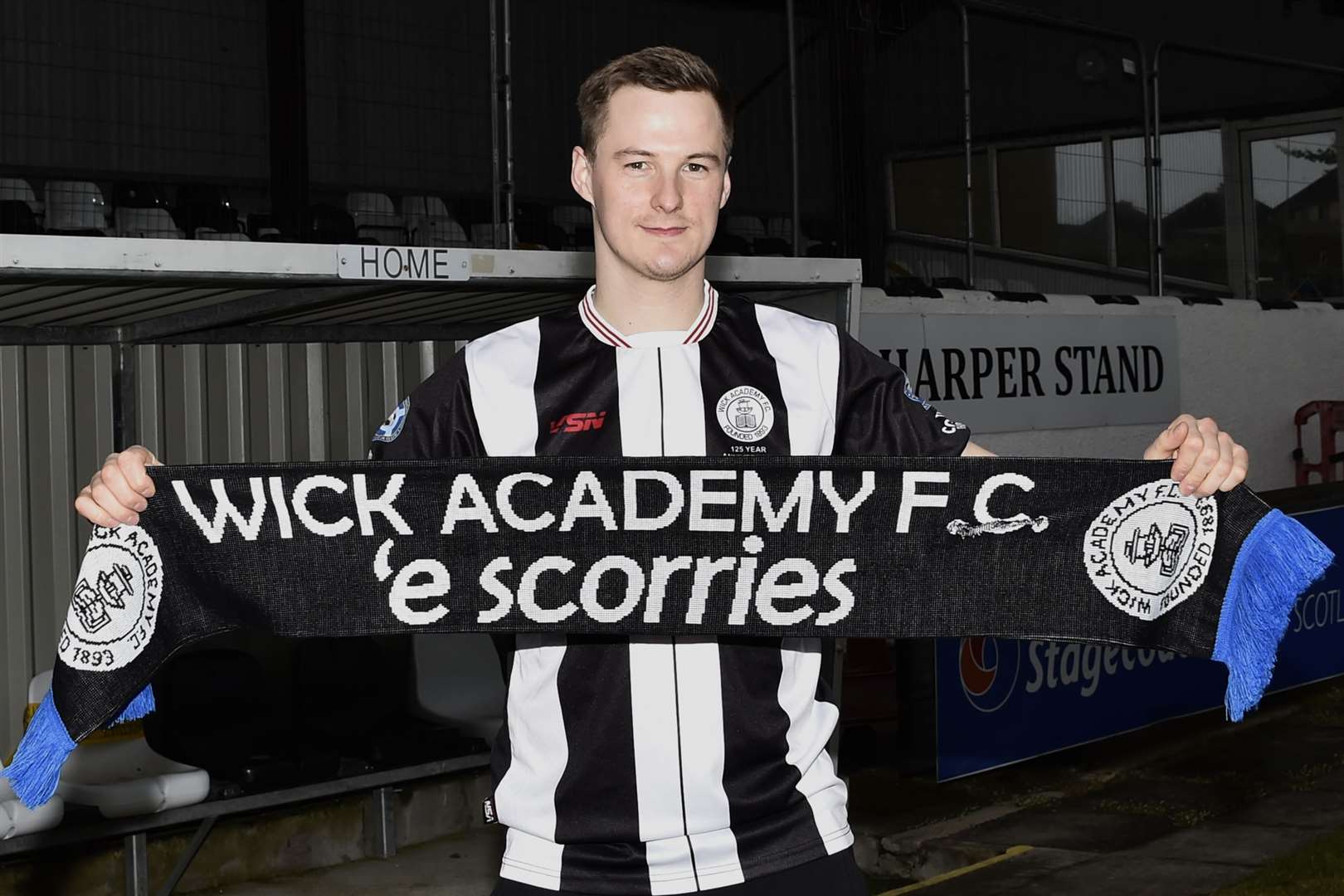 Steven Anderson is unveiled at Harmsworth Park after agreeing a deal to rejoin Wick Academy. Picture: Mel Roger
