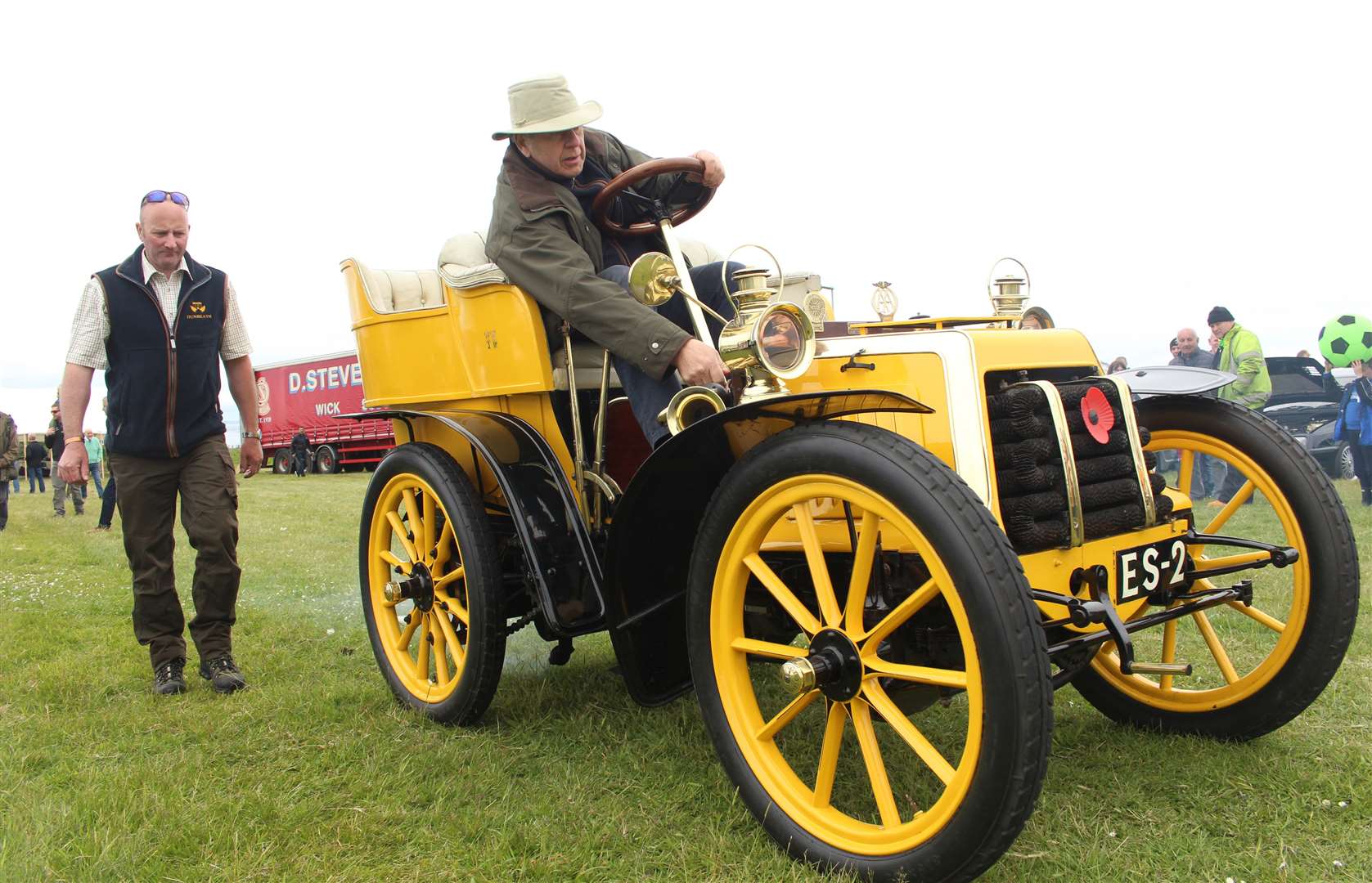 Stuart Wyndham Murray Threipland, of Dunbeath, had the oldest car on the field at the 2019 Caithness and Sutherland Vintage and Classic Vehicle Club rally at John O'Groats – a 1902 Panhard-Levassor Tonneau. Picture: Alan Hendry