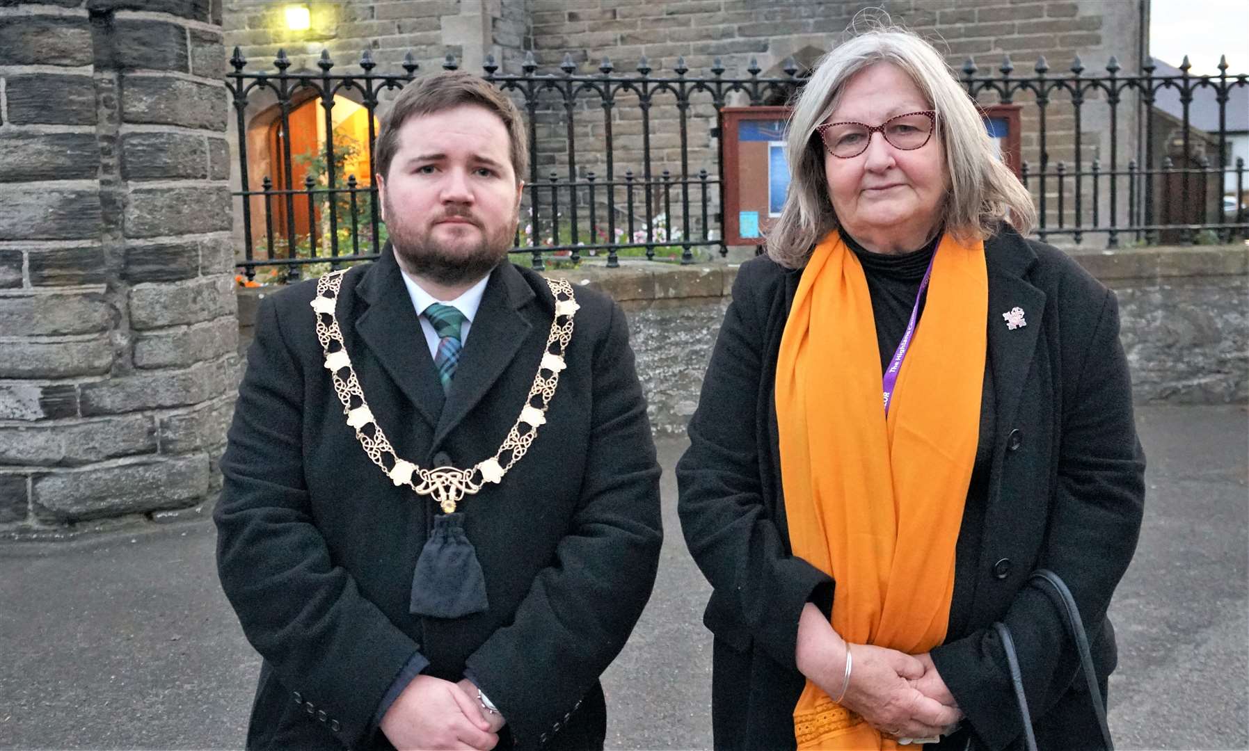 Cllr Struan Mackie spoke at the event as Provost of Thurso and senior civic lead for Caithness. He is pictured with Cllr Jan McEwan who is Provost of Wick. Picture: DGS
