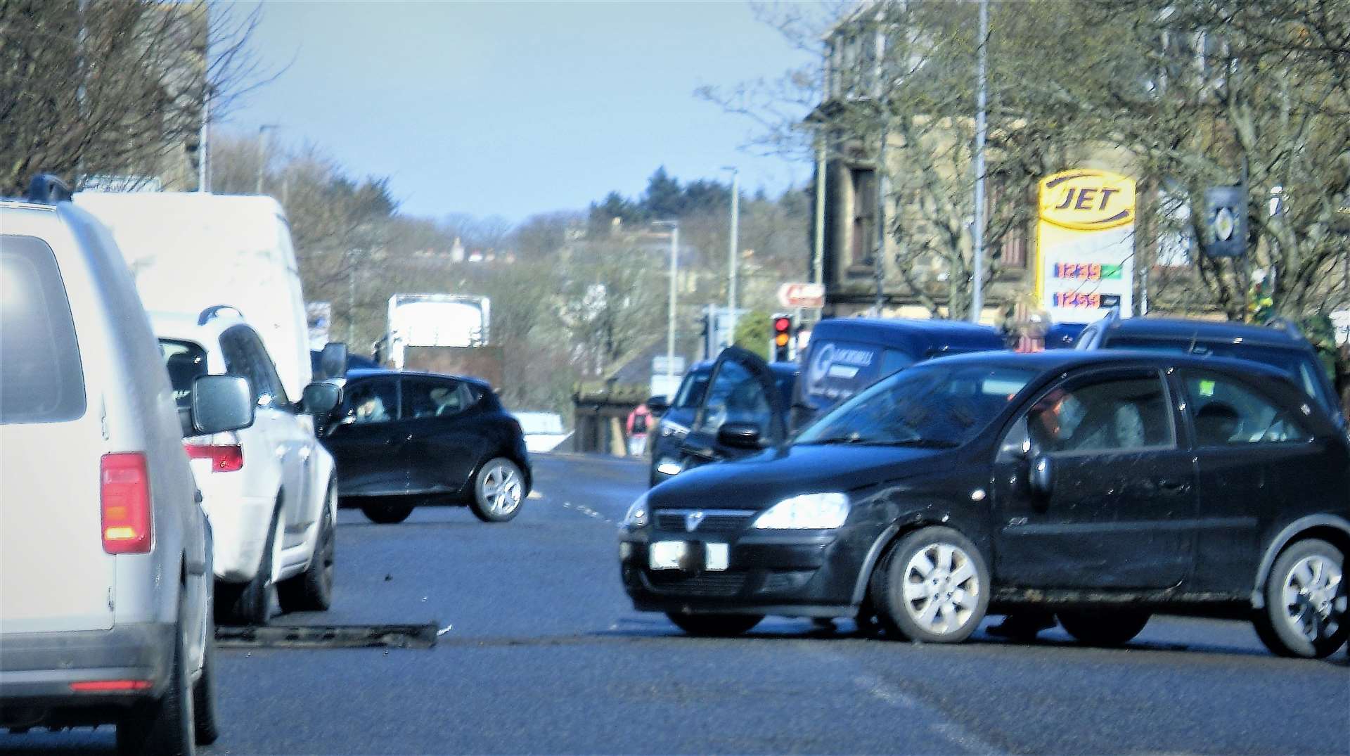 The incident involved a car colliding with two parked vehicles on Francis Street in Wick. Picture: A Morrison
