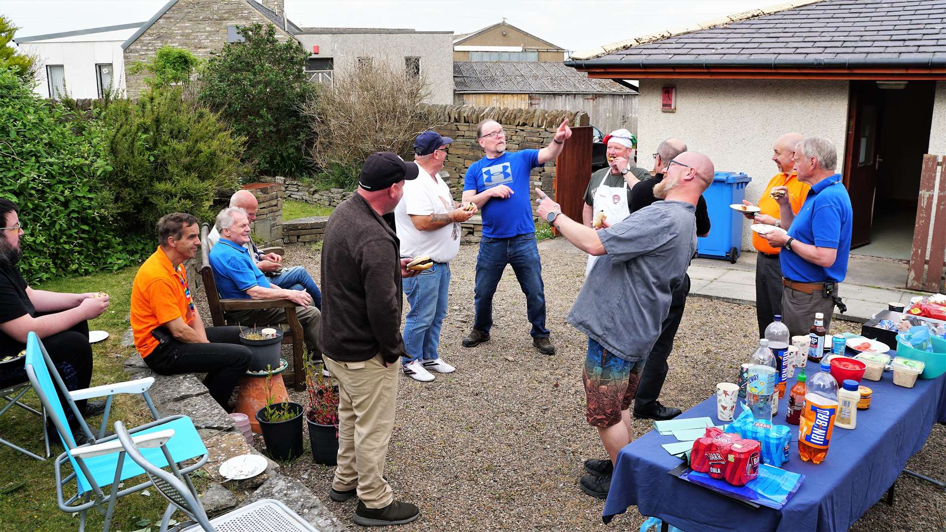 The Join in More men's mental health group enjoy some informal natter and nosh at Stepping Stones in Thurso. Picture: DGS