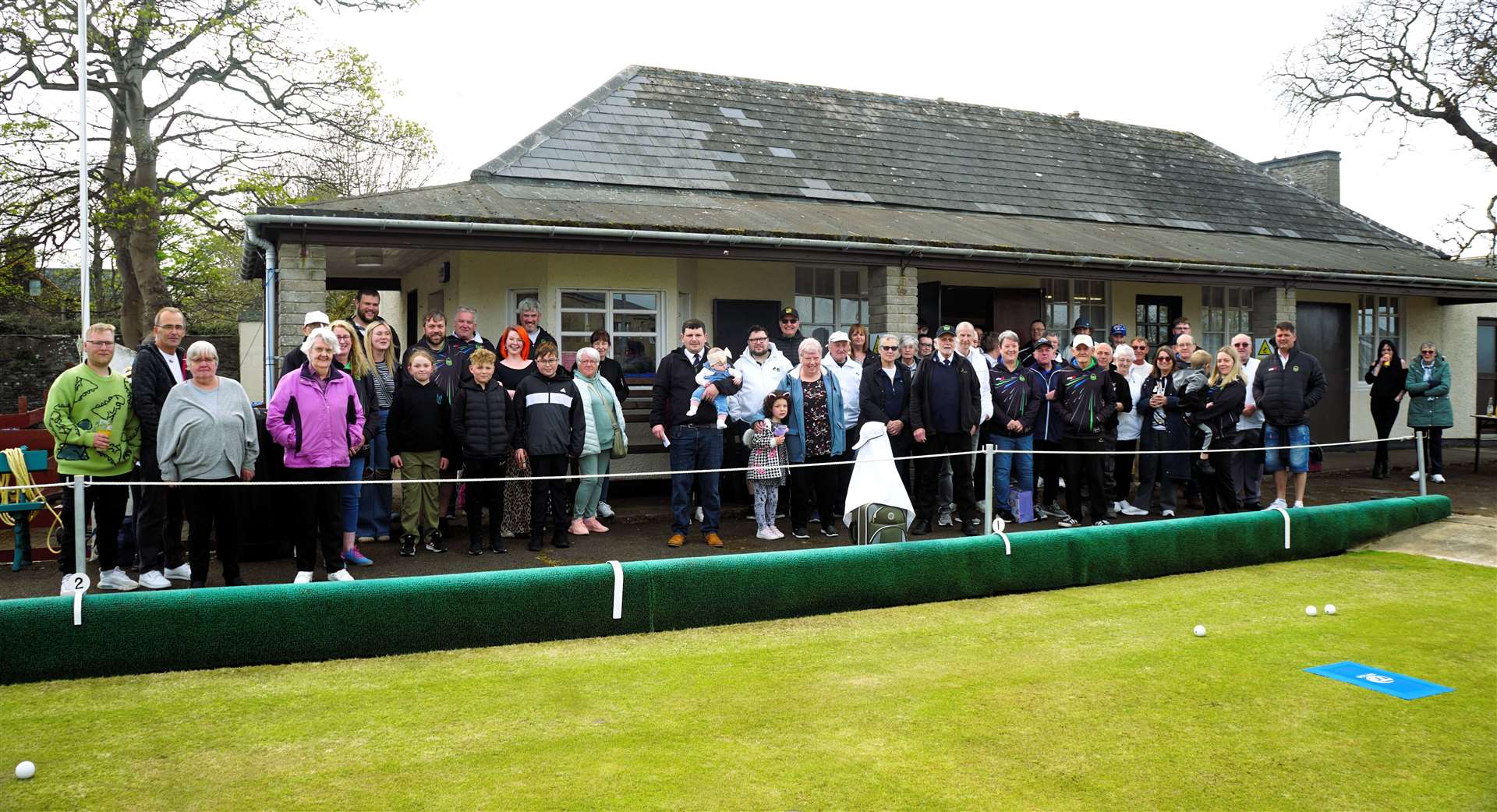 Rosebank Bowling Club members line up for the first jack being thrown to start the 2025 season. Picture: DGS