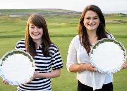 Showing off their trophies won at St Andrews are Lauren Ross (left) and Eleanor Tunn, both of Reay Golf Club.