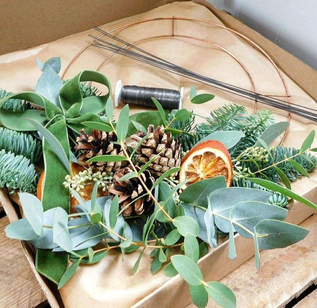 Unable to carry out Christmas wreath workshops this year, Jan Sutherland Floristy is creating DIY kits instead.