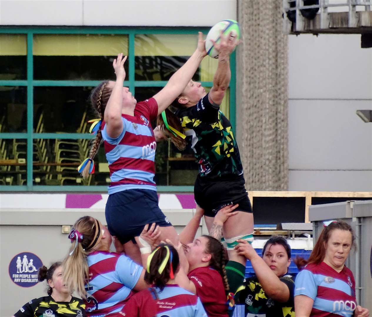 The teams contest a lineout during the final at Murrayfield Hive. Picture: Anja Johnston