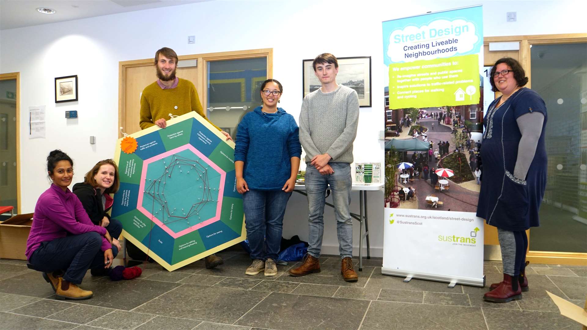 Members of the Sustrans team in Caithness House, the Highland Council building in Wick town centre, during their visit in October. Picture: DGS