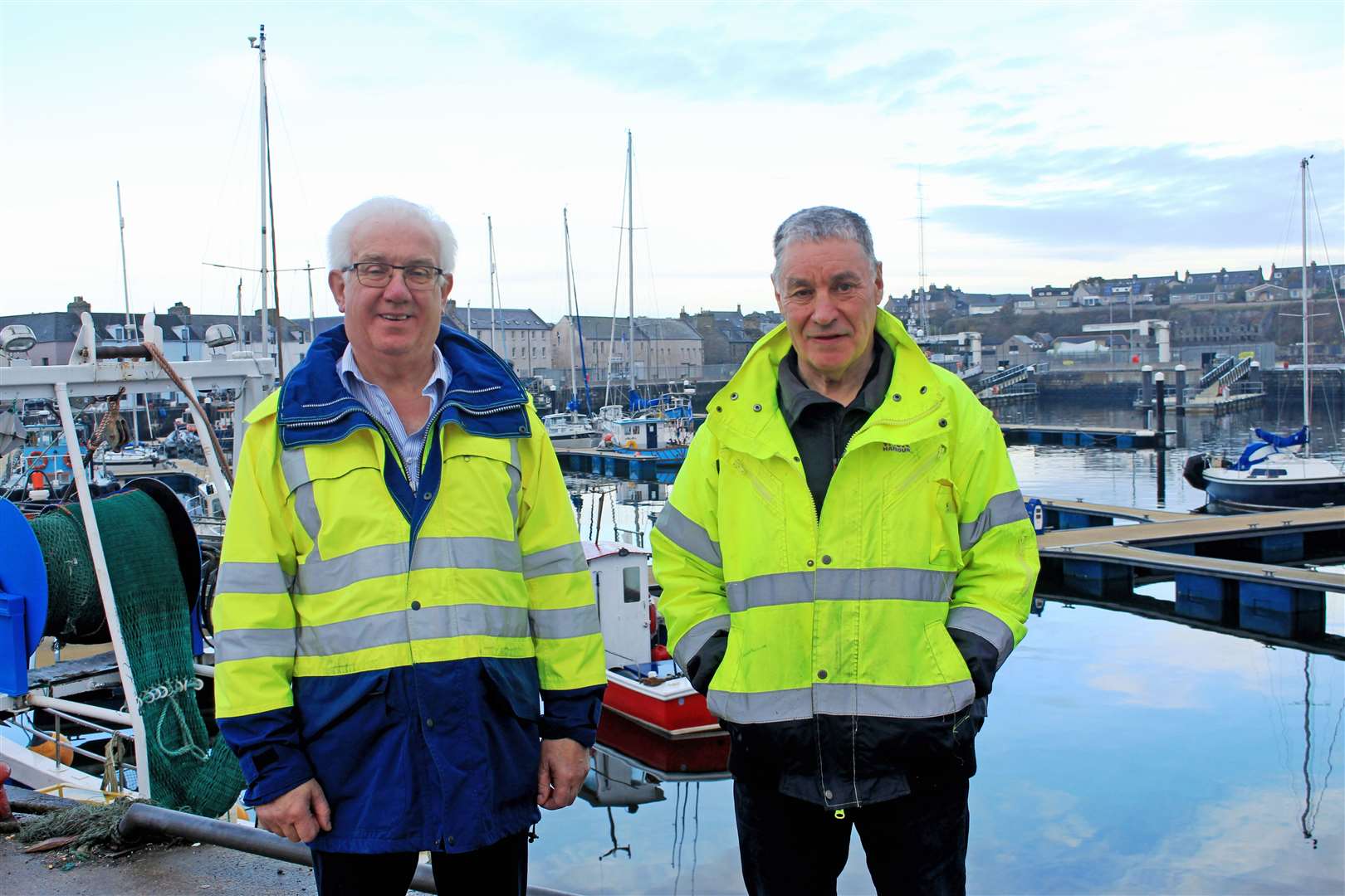 Malcolm Bremner (left) with his deputy, Ian Cormack, who succeeds him as Wick harbour master.